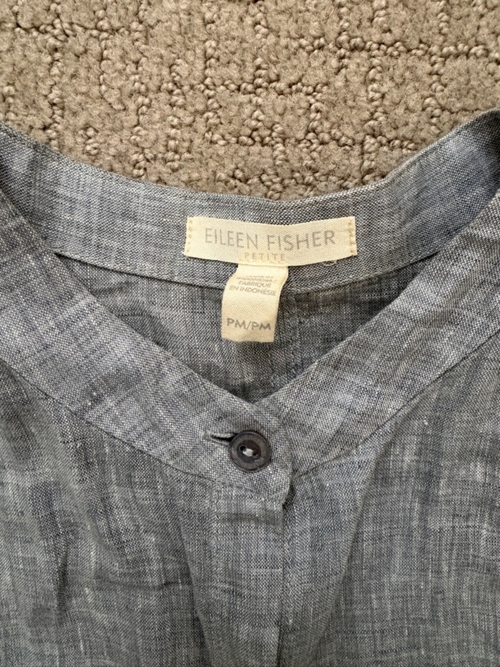 Eileen Fisher Soft Gray Linen Button-Front Midi Dress - Picture 2 of 2